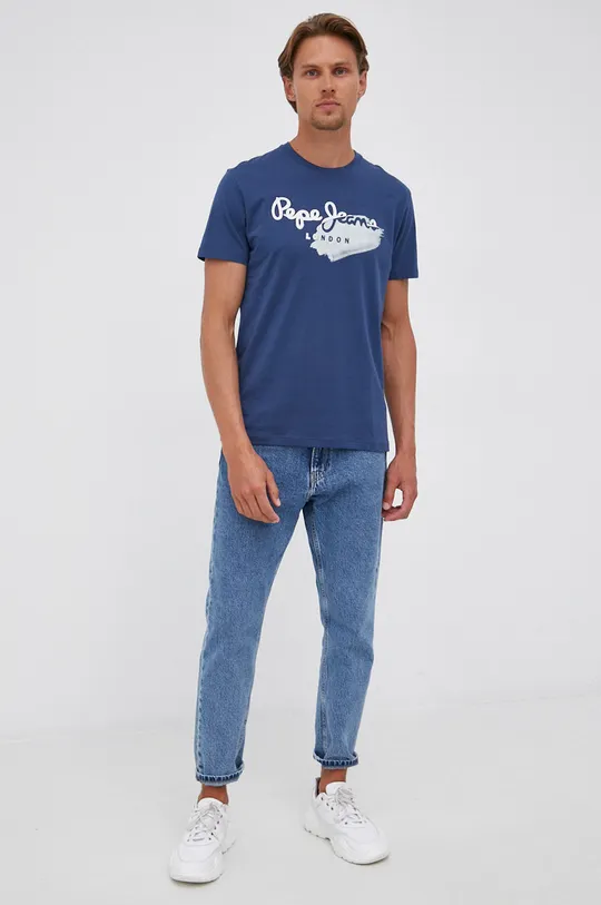 Pepe Jeans T-shirt bawełniany granatowy