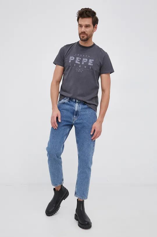 Bavlnené tričko Pepe Jeans sivá