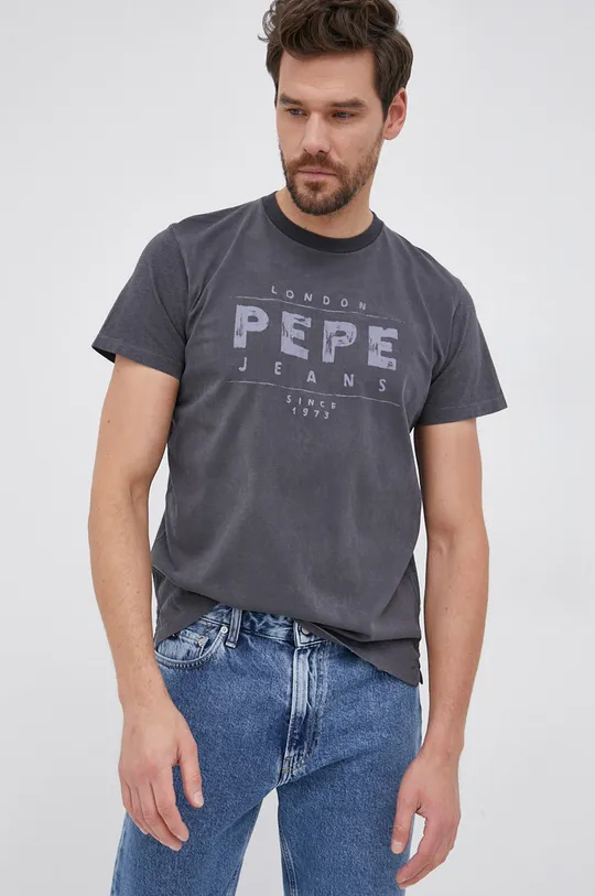 γκρί Βαμβακερό μπλουζάκι Pepe Jeans TEDDY