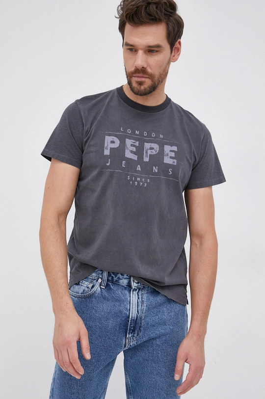 sivá Bavlnené tričko Pepe Jeans