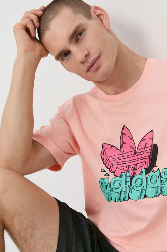 różowy adidas Originals T-shirt bawełniany H13450 Męski