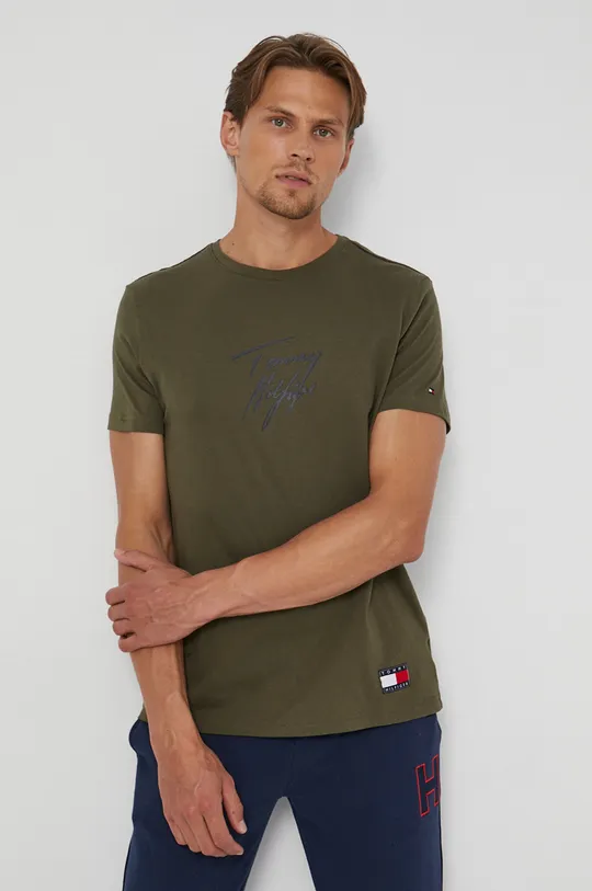 zielony Tommy Hilfiger T-shirt bawełniany Męski