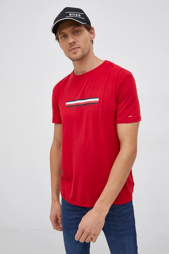 czerwony Tommy Hilfiger T-shirt Męski