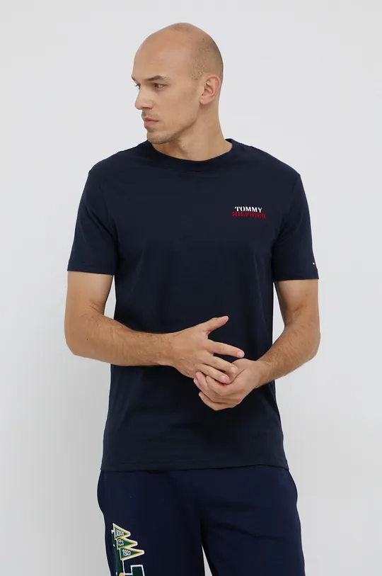 tmavomodrá Bavlnené tričko Tommy Hilfiger