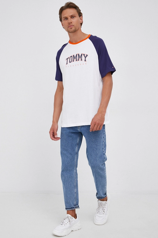 biały Tommy Hilfiger T-shirt bawełniany Męski