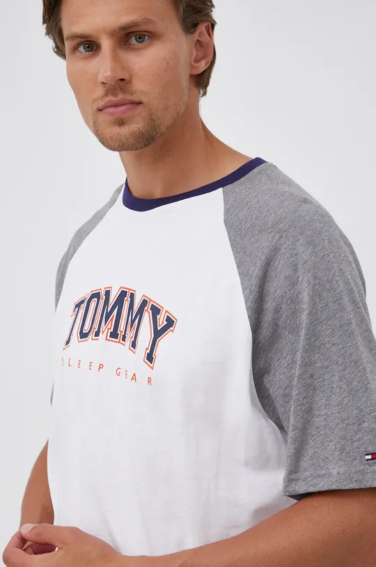 szary Tommy Hilfiger T-shirt bawełniany