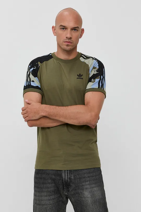 zelená Bavlnené tričko adidas Originals Street H16348 Pánsky