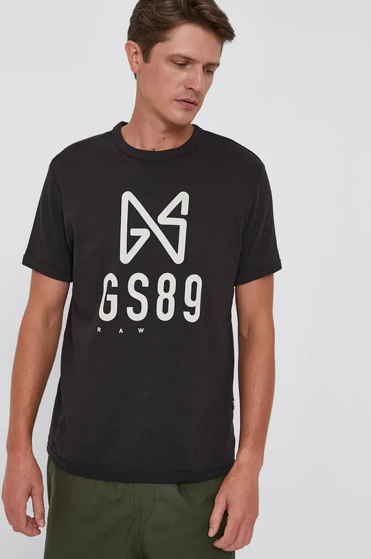 czarny G-Star Raw T-shirt bawełniany D20192.C812 Męski