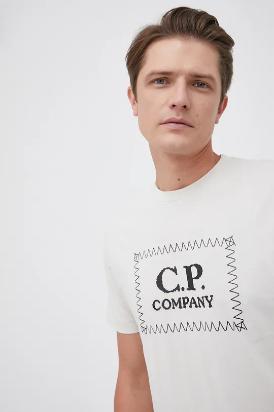 μπεζ Βαμβακερό μπλουζάκι C.P. Company Ανδρικά