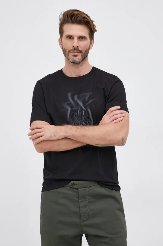 czarny C.P. Company T-shirt bawełniany Męski