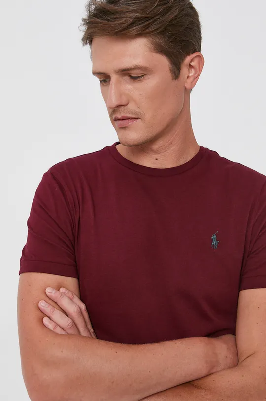 burgundské Bavlnené tričko Polo Ralph Lauren