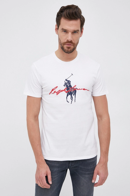 biały Polo Ralph Lauren T-shirt bawełniany 710858444001 Męski