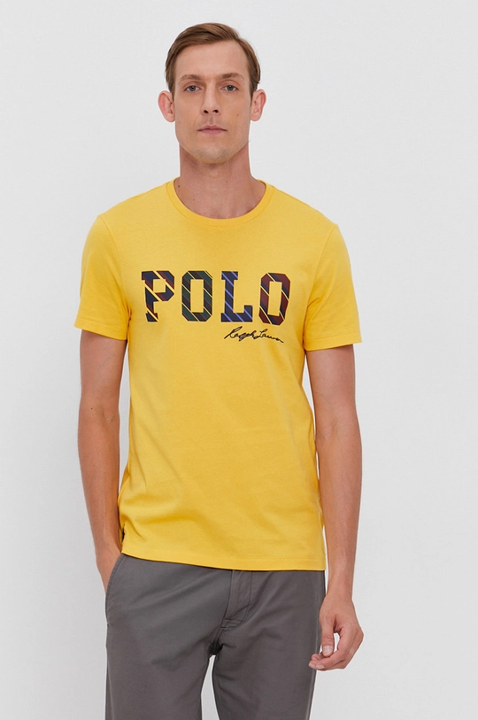 žltá Bavlnené tričko Polo Ralph Lauren Pánsky