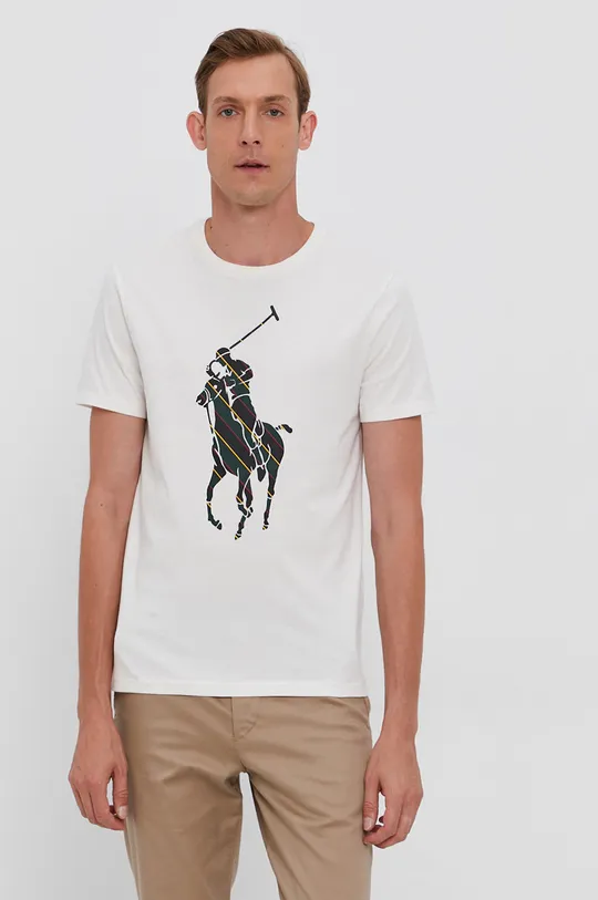 beżowy Polo Ralph Lauren T-shirt bawełniany 710853276001 Męski