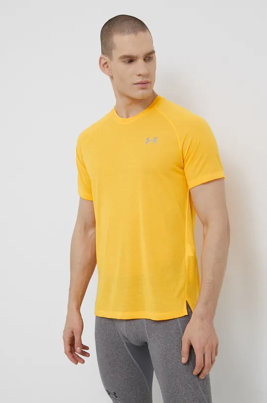 żółty Under Armour t-shirt do biegania Streaker Męski
