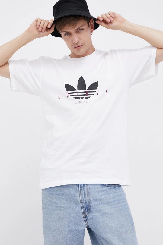 biały adidas Originals T-shirt bawełniany H31330 Męski