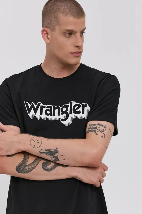 čierna Bavlnené tričko Wrangler