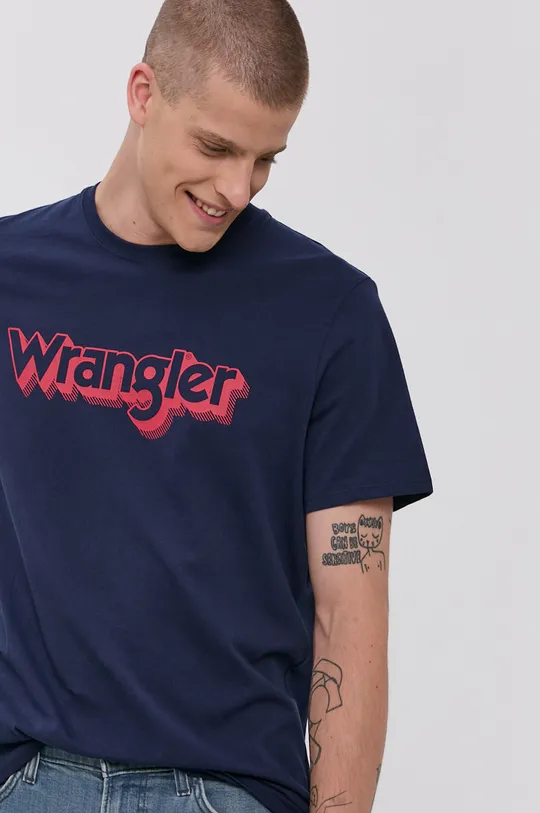 granatowy Wrangler T-shirt bawełniany