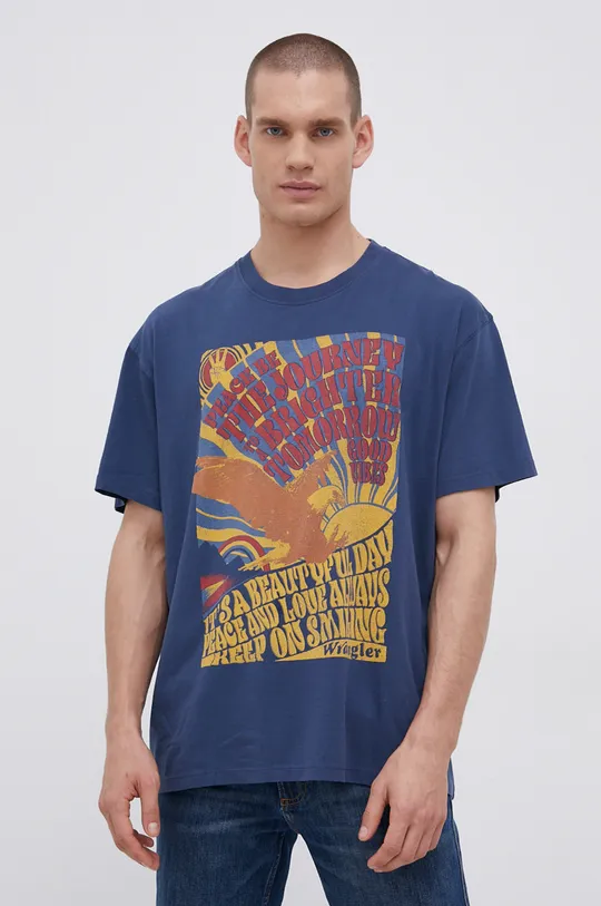 mornarsko modra Bombažen t-shirt Wrangler