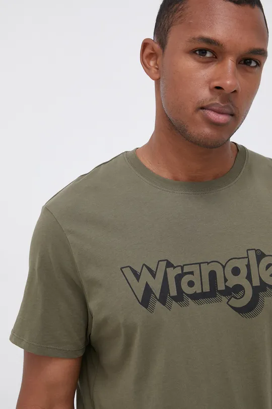 зелёный Хлопковая футболка Wrangler