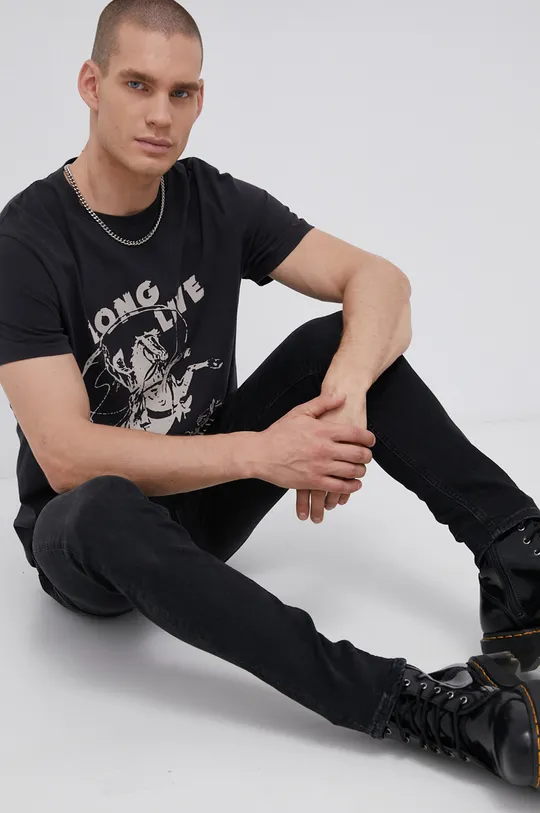 czarny Wrangler T-shirt bawełniany Męski