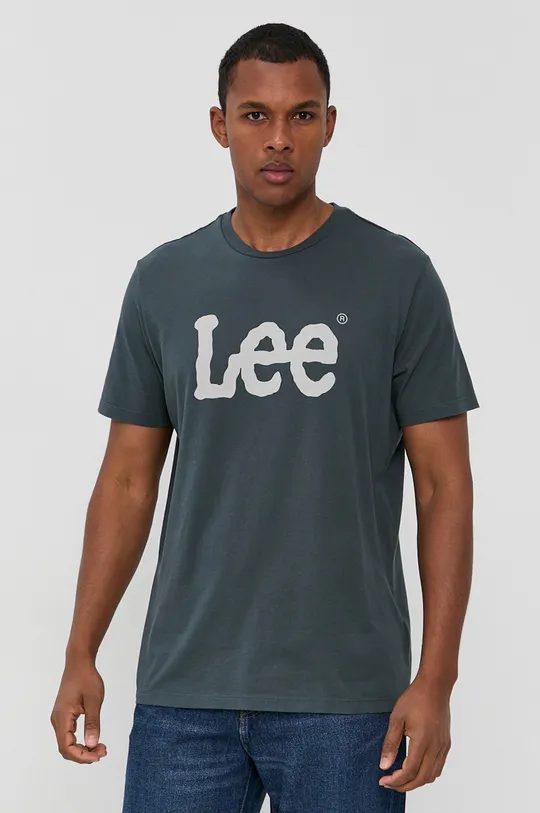 niebieski Lee T-shirt bawełniany Męski