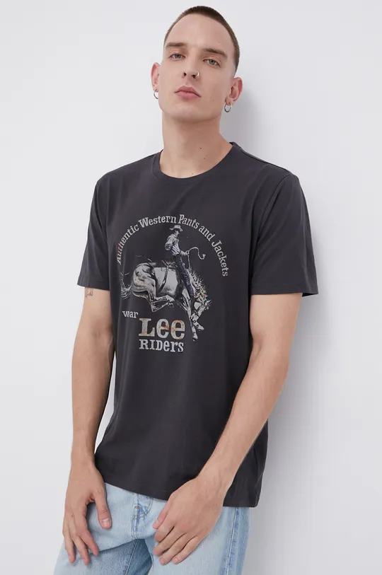 čierna Bavlnené tričko Lee Pánsky