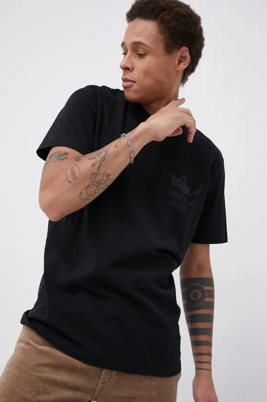 czarny Lee T-shirt bawełniany Męski