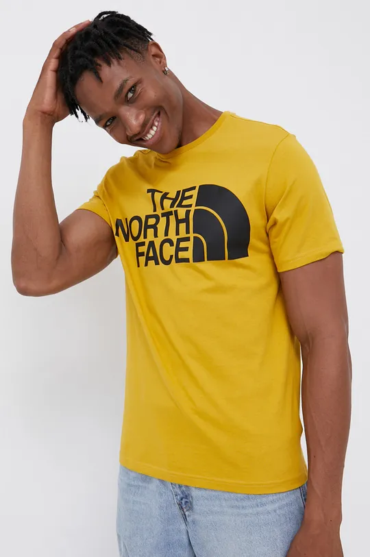 žltá Bavlnené tričko The North Face Pánsky