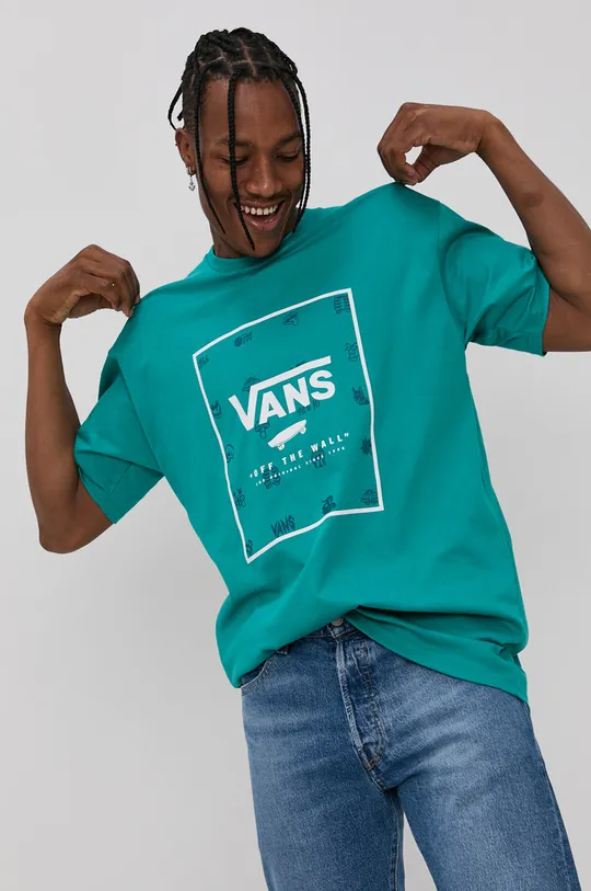 zielony Vans T-shirt bawełniany Męski