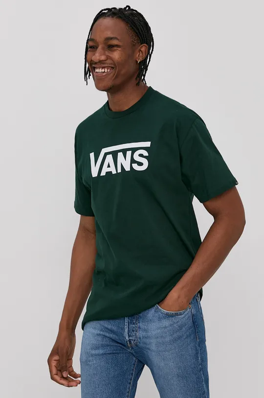 Хлопковая футболка Vans зелёный