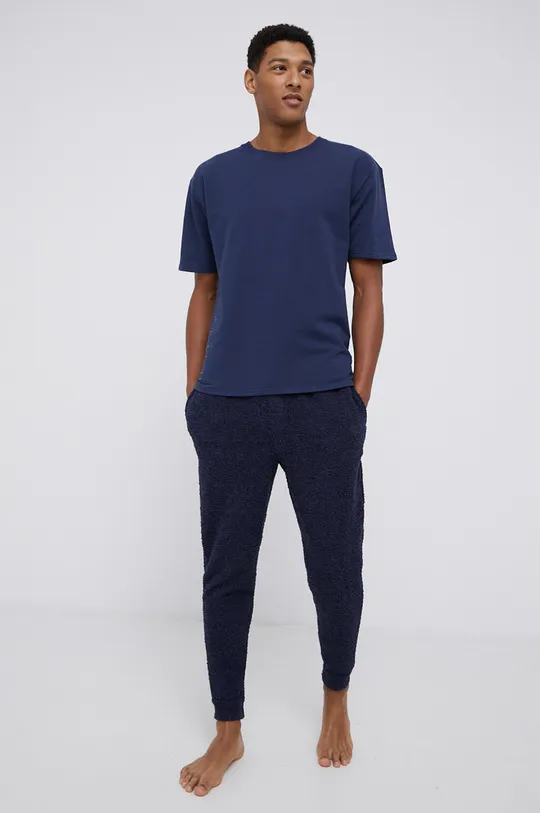 Μπλουζάκι πιτζάμας Calvin Klein Underwear σκούρο μπλε