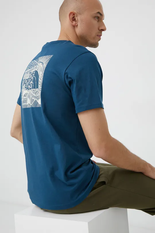 turkusowy The North Face T-shirt bawełniany Męski