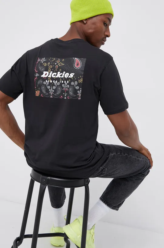 czarny Dickies T-shirt bawełniany Męski