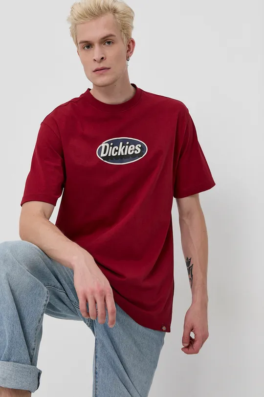 burgundské Bavlnené tričko Dickies Pánsky