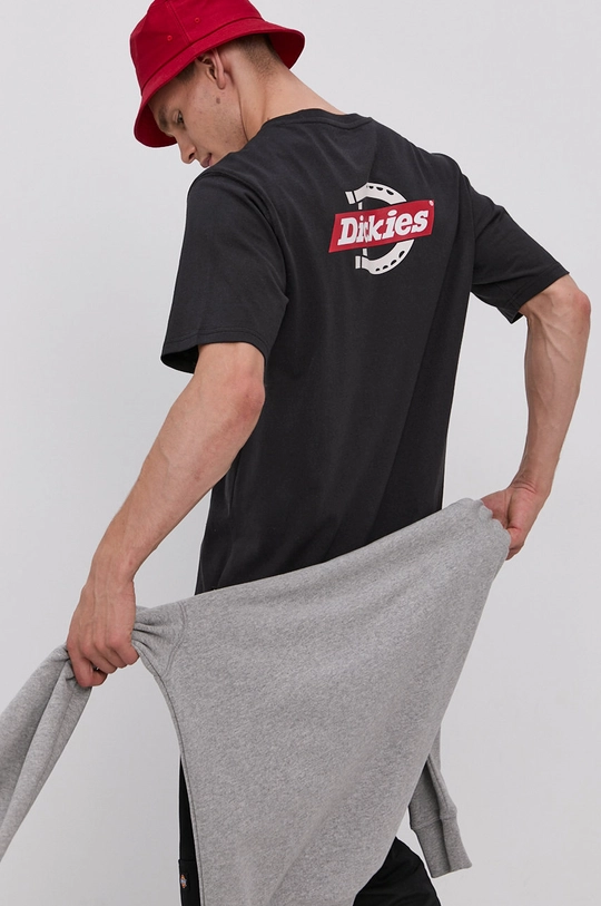 czarny Dickies T-shirt bawełniany Męski