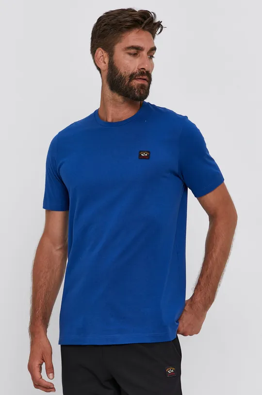 μπλε Βαμβακερό μπλουζάκι Paul&Shark Ανδρικά
