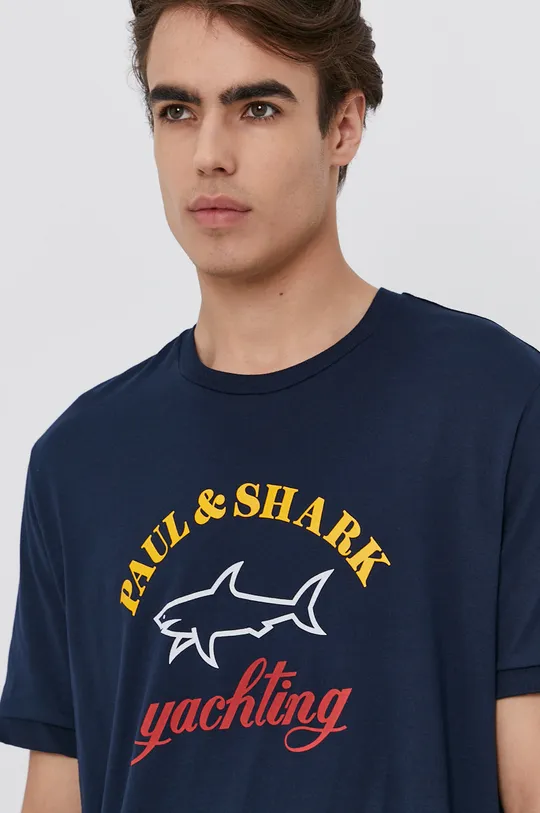 granatowy Paul&Shark T-shirt bawełniany