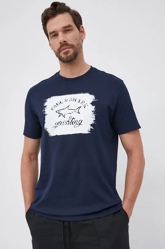 σκούρο μπλε PAUL&SHARK - Βαμβακερό μπλουζάκι Ανδρικά