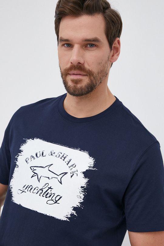 granatowy PAUL&SHARK - T-shirt bawełniany