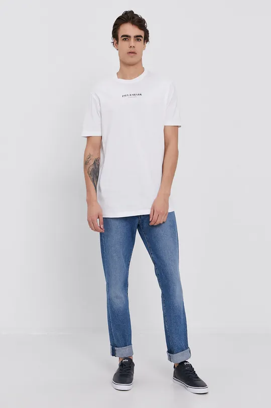 Paul&Shark T-shirt bawełniany biały