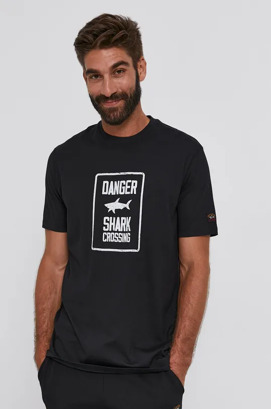 czarny Paul&Shark T-shirt bawełniany Męski