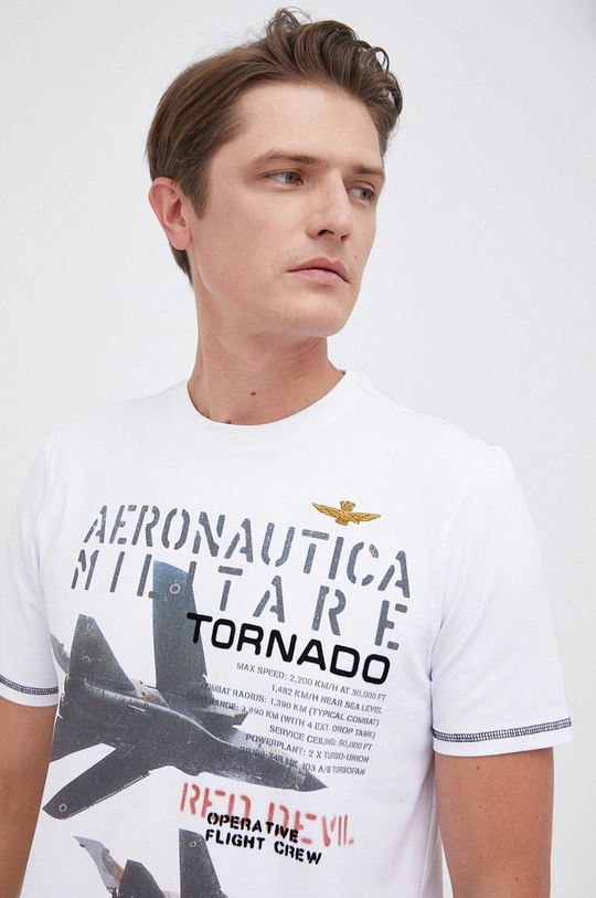 biały Aeronautica Militare T-shirt