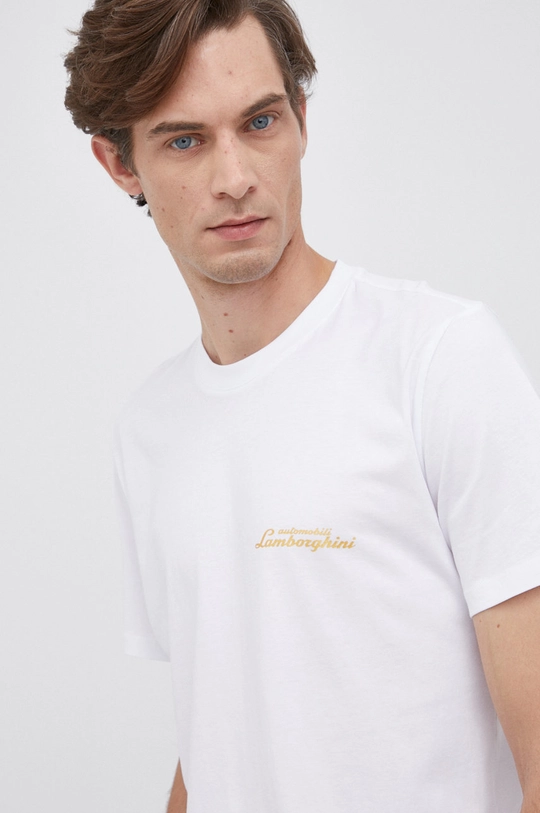 biały LAMBORGHINI T-shirt bawełniany