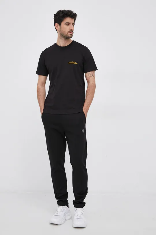 Βαμβακερό μπλουζάκι LAMBORGHINI μαύρο