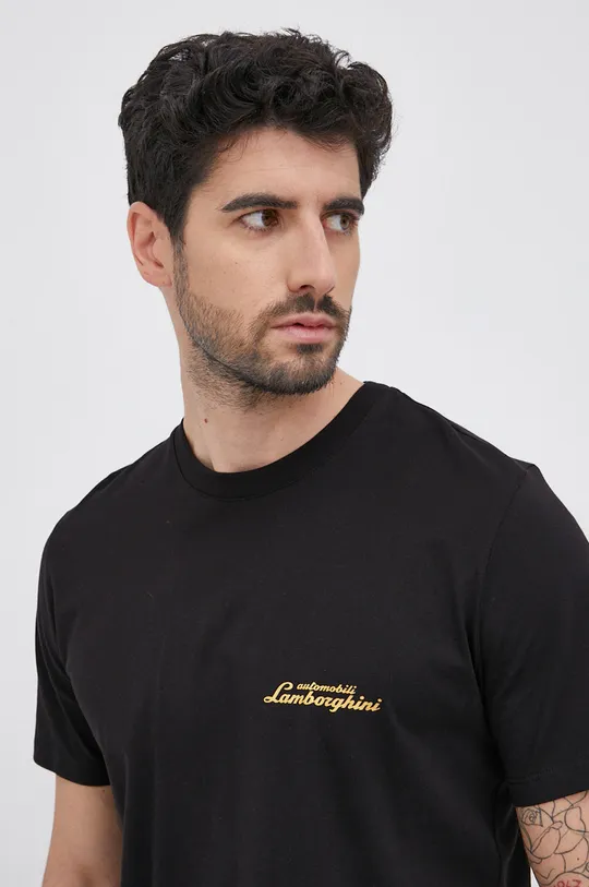 μαύρο Βαμβακερό μπλουζάκι LAMBORGHINI