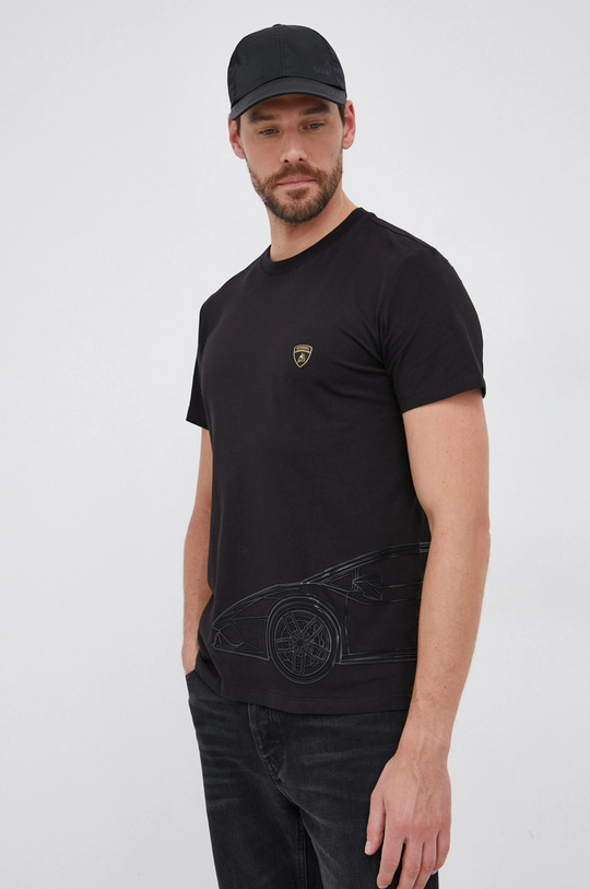 czarny LAMBORGHINI T-shirt Męski