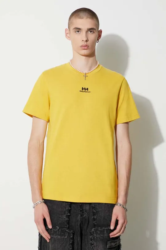 yellow Helly Hansen cotton t-shirt YU PATCH T-SHIRT Men’s