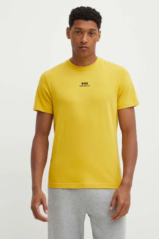 żółty Helly Hansen t-shirt bawełniany YU PATCH T-SHIRT