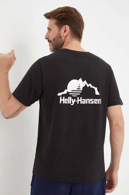 črna Bombažna kratka majica Helly Hansen Moški